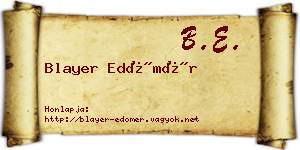 Blayer Edömér névjegykártya